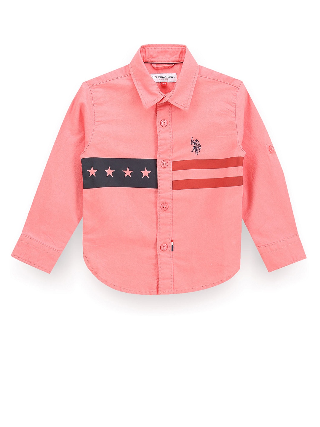 

U.S. Polo Assn. Kids Boys Classic Fit Brand Logo Printed Casual Shirt, Pink