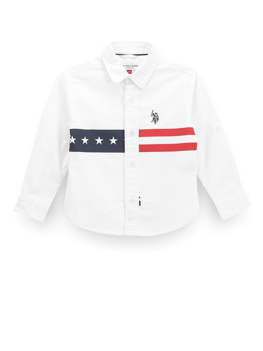 

U.S. Polo Assn. Kids Boys Classic Horizontal Striped Pure Cotton Casual Shirt, White