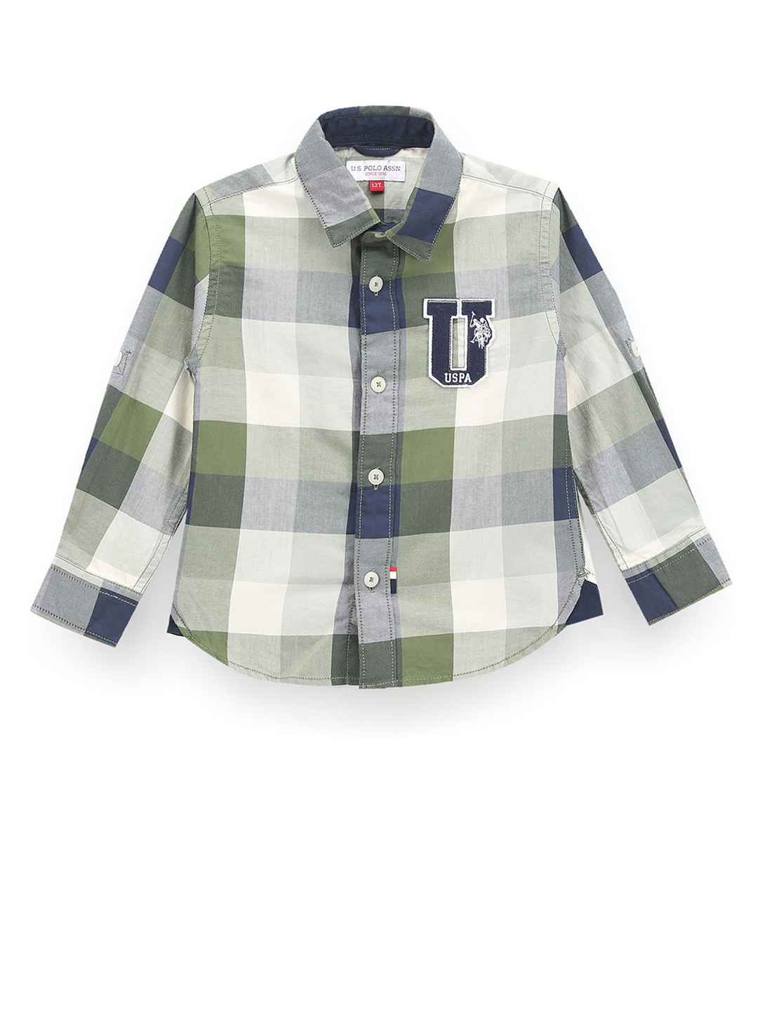 

U.S. Polo Assn. Kids Boys Classic Fit Buffalo Checked Pure Cotton Twill Casual Shirt, Green