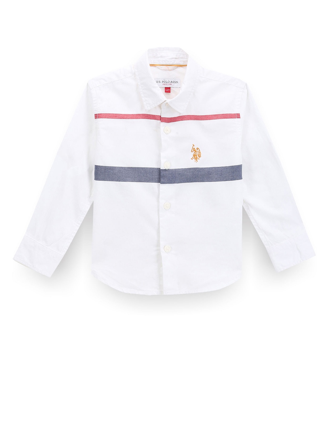 

U.S. Polo Assn. Kids Boys Classic Fit Horizontal Striped Twill Casual Shirt, White