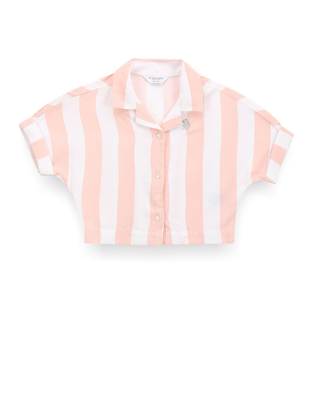 

U.S. Polo Assn. Kids Girls Classic Fit Vertical Striped Extended Sleeve Casual Shirt, Orange