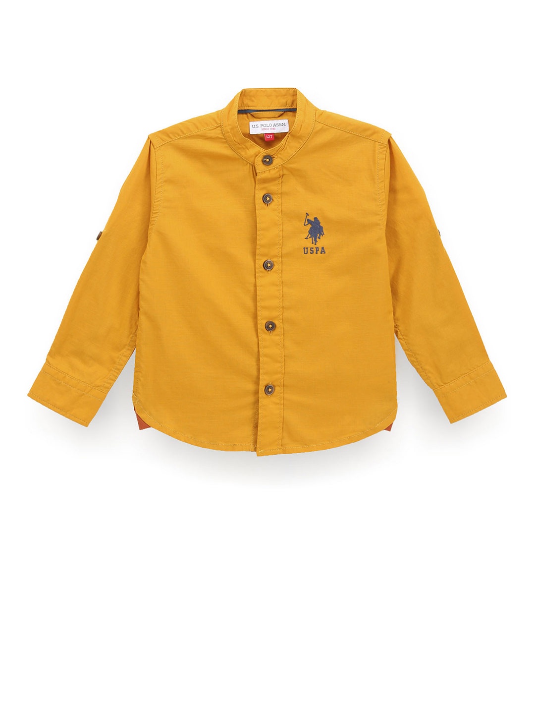 

U.S. Polo Assn. Kids Boys Classic Fit Band Collar Casual Pure Cotton Shirt, Yellow