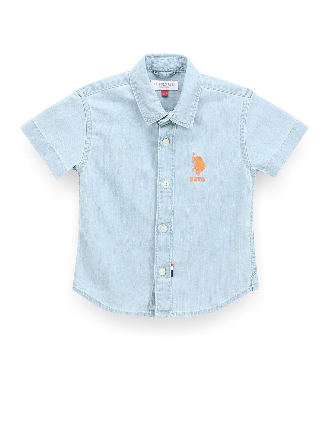 

U.S. Polo Assn. Kids Boys Classic Chambray Weave Pure Cotton Casual Shirt, Blue