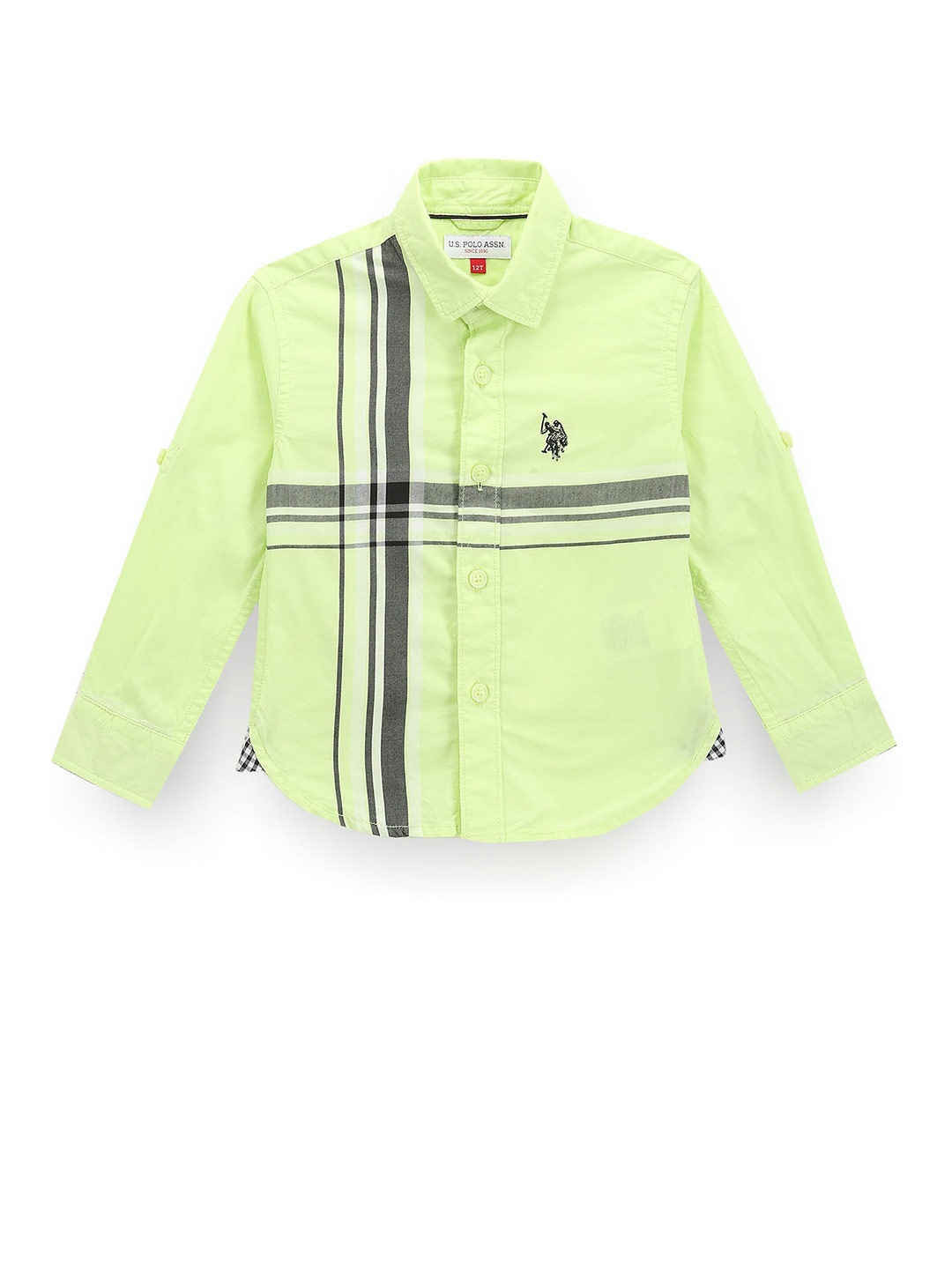 

U.S. Polo Assn. Kids Boys Classic Multi Striped Twill Weave Casual Shirt, Green