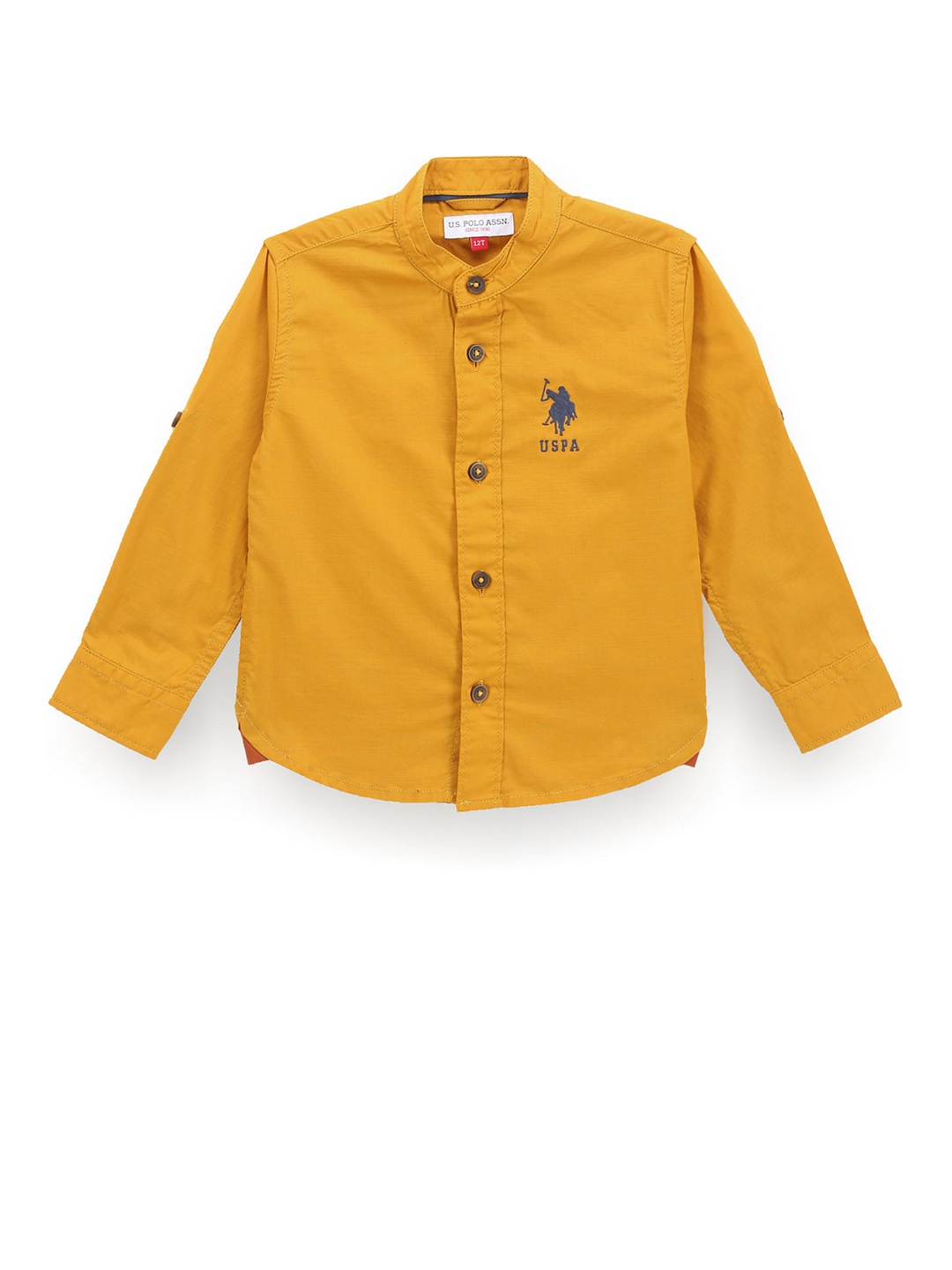 

U.S. Polo Assn. Kids Boys Classic Mandarin Collar Pure Cotton Casual Shirt, Yellow