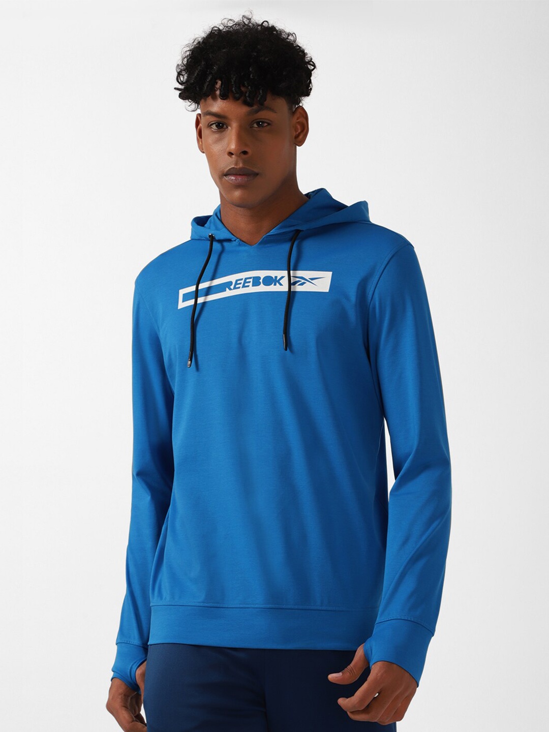 

Reebok Aggressivestretch Printed Hooded Sweatshirt, Blue