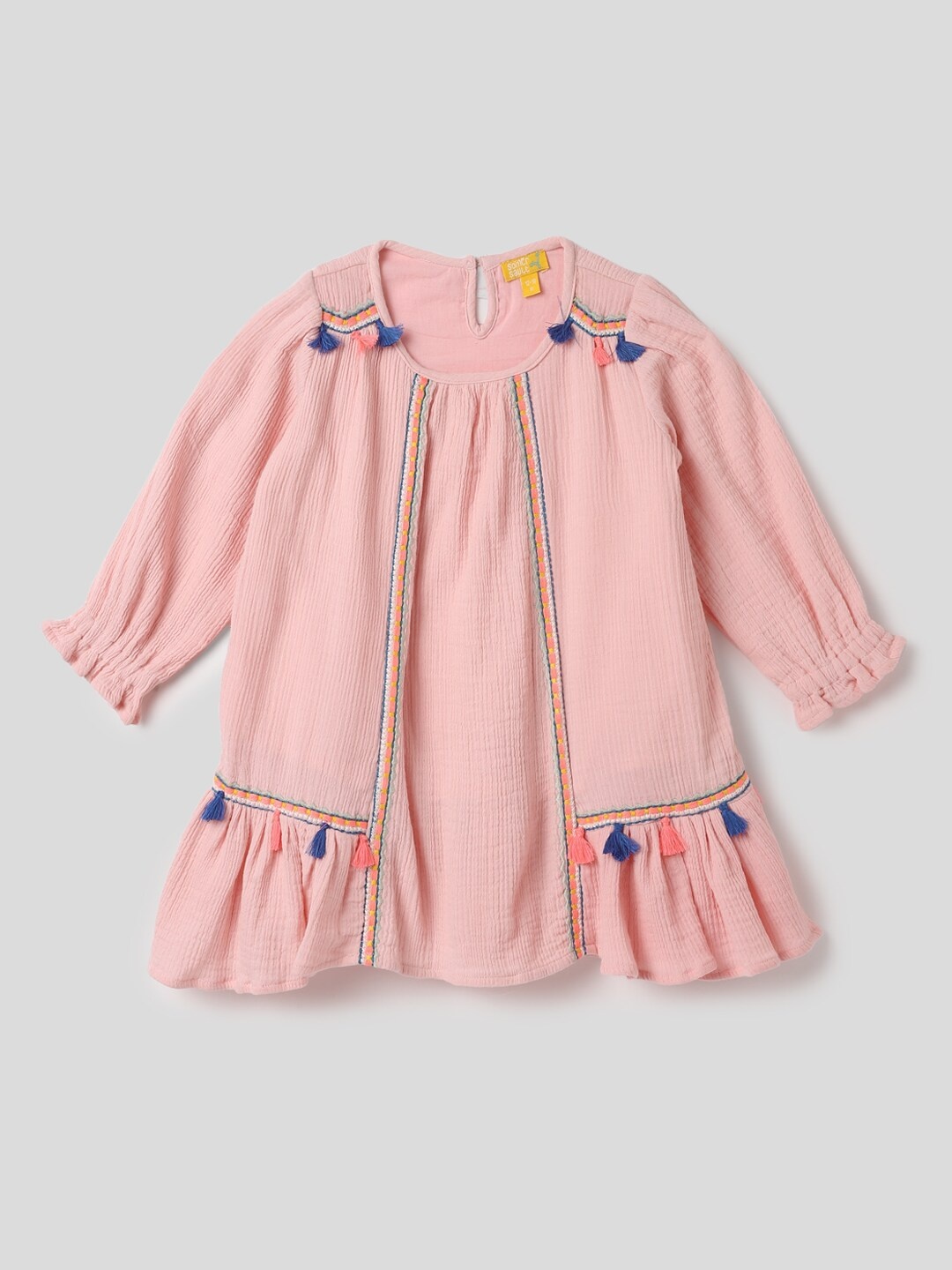 

Somersault Girls Puff Sleeve Cotton A-Line Dress, Pink