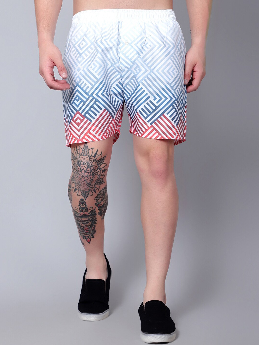 

FINIVO FASHION Geometric Printed Pure Cotton Ultra-Light Boxer BOXER_MULTICOLOR_S, Blue