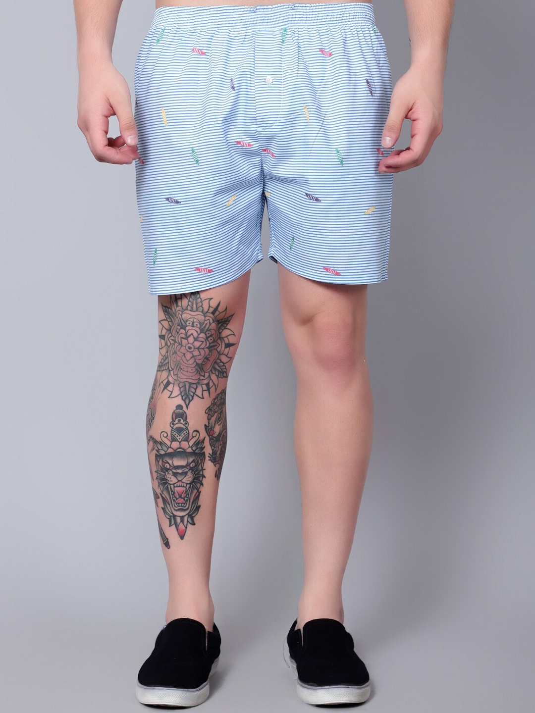

FINIVO FASHION Striped Pure Cotton Ultra-Light Boxer BOXER_SKY_S, Blue
