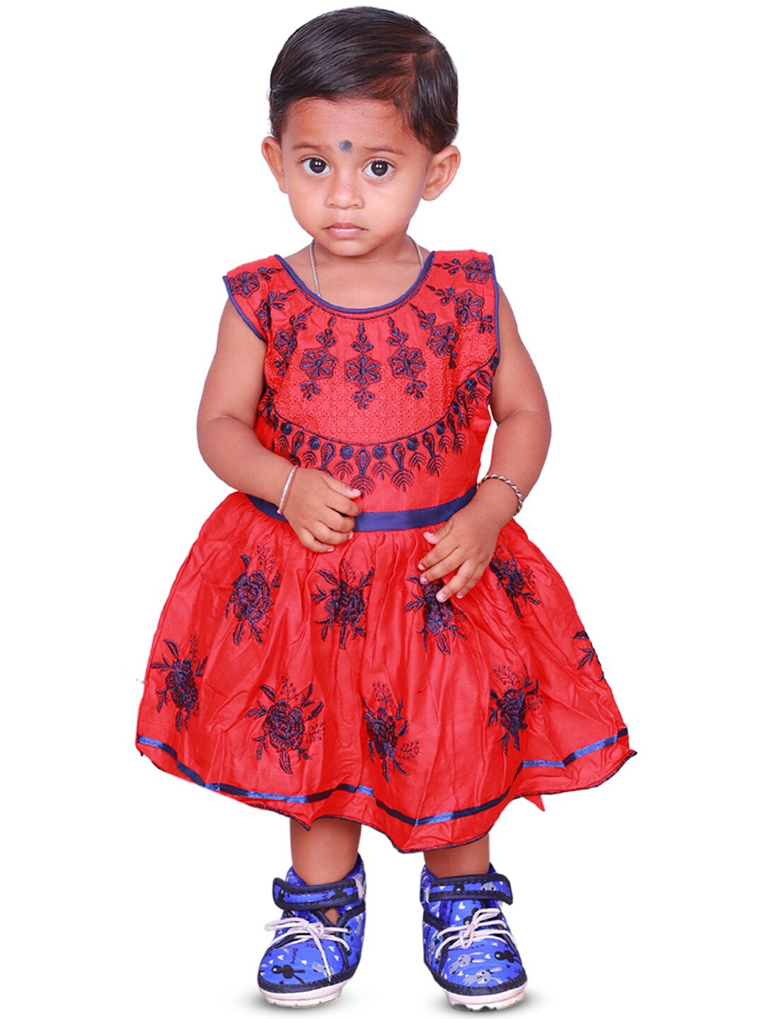 

BAESD Floral Printed Cotton Fit & Flare Dress, Red