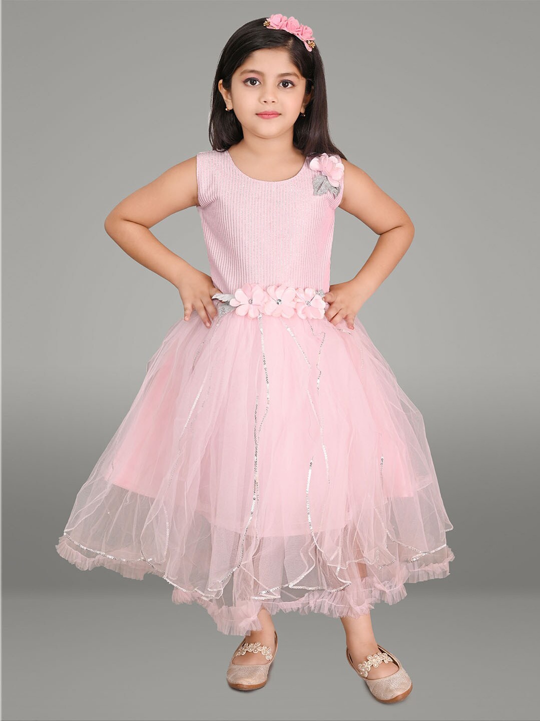 

BAESD Girls Striped Cotton Fit & Flare Maxi Dress, Pink