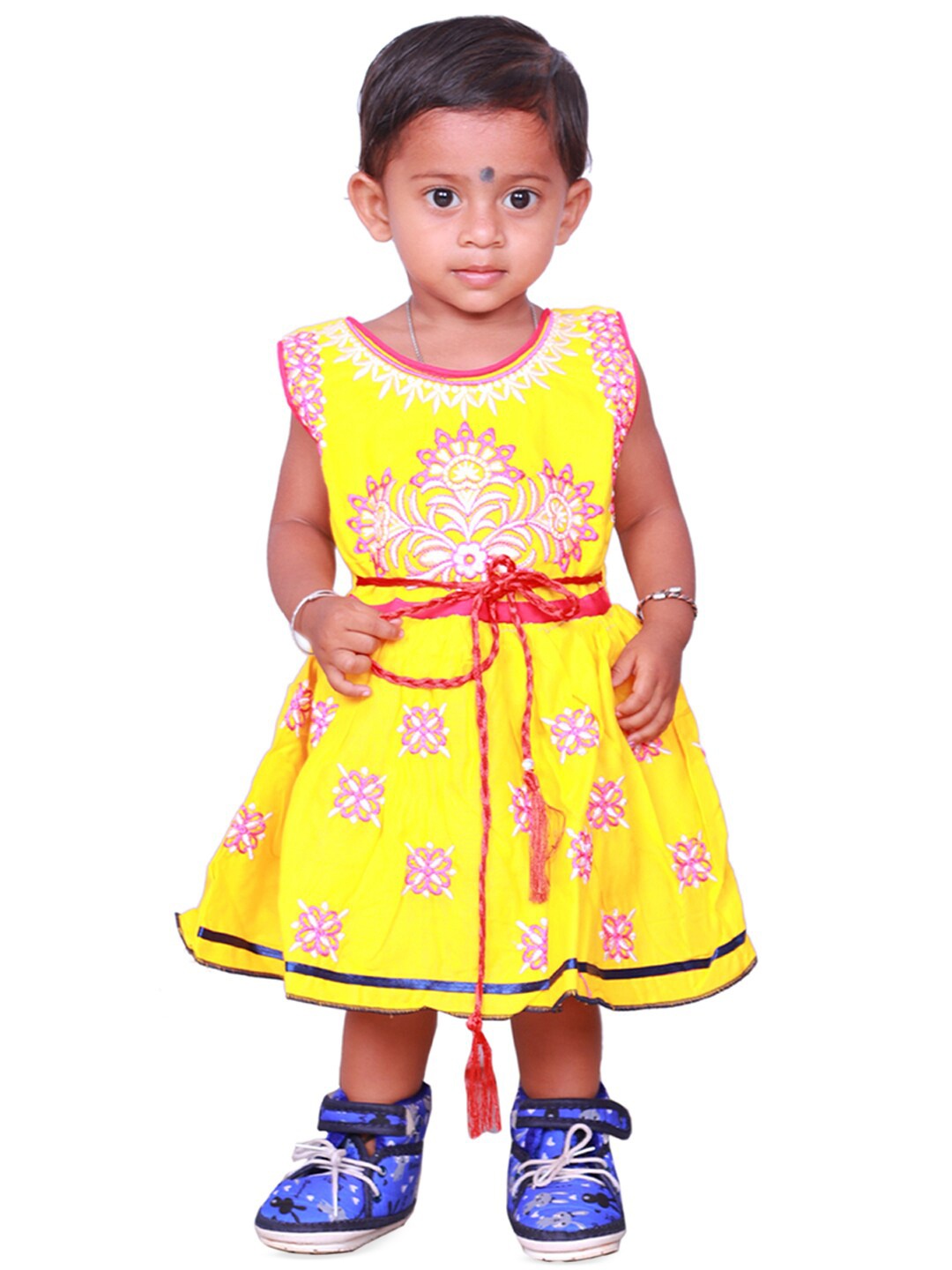 

BAESD Girls Floral Print Fit & Flare Cotton Dress, Yellow