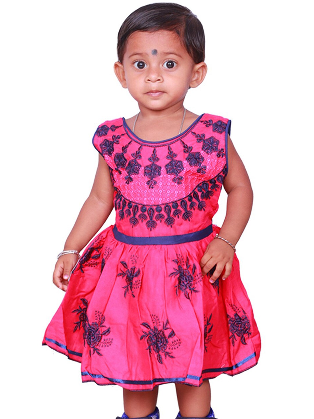 

BAESD Girls Floral Embroidered Cotton Fit & Flare Dress, Pink