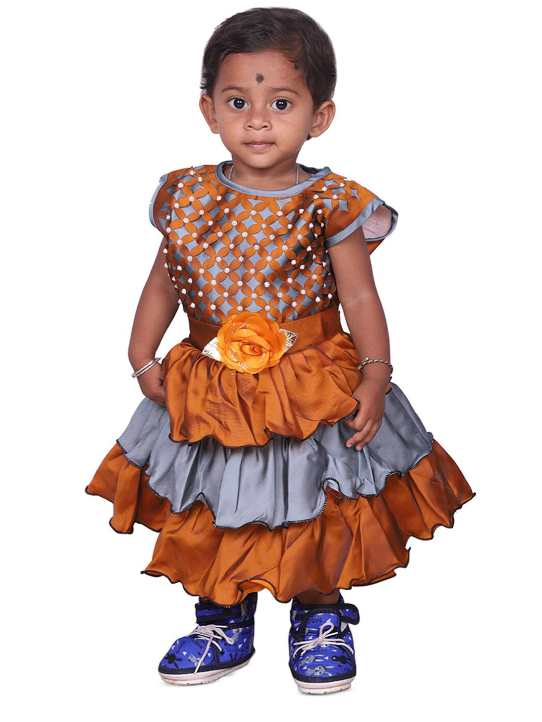 

BAESD Girls Floral Printed Cotton Fit & Flare Dress, Yellow