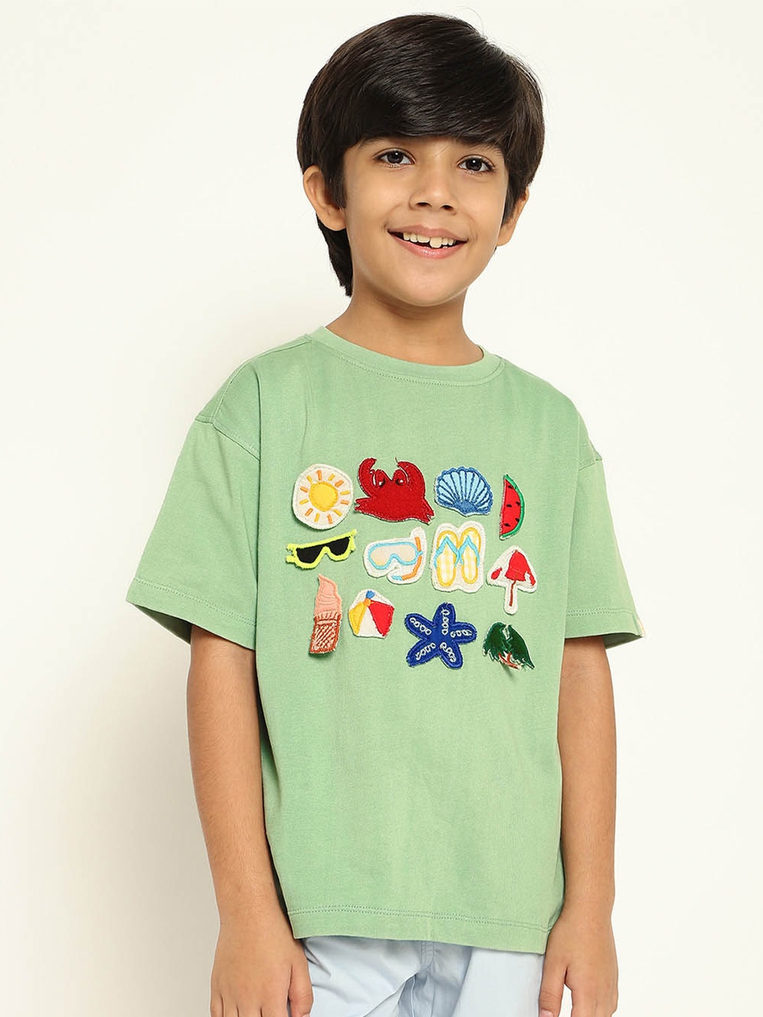 

Somersault Boys Printed Pockets T-shirt, Green