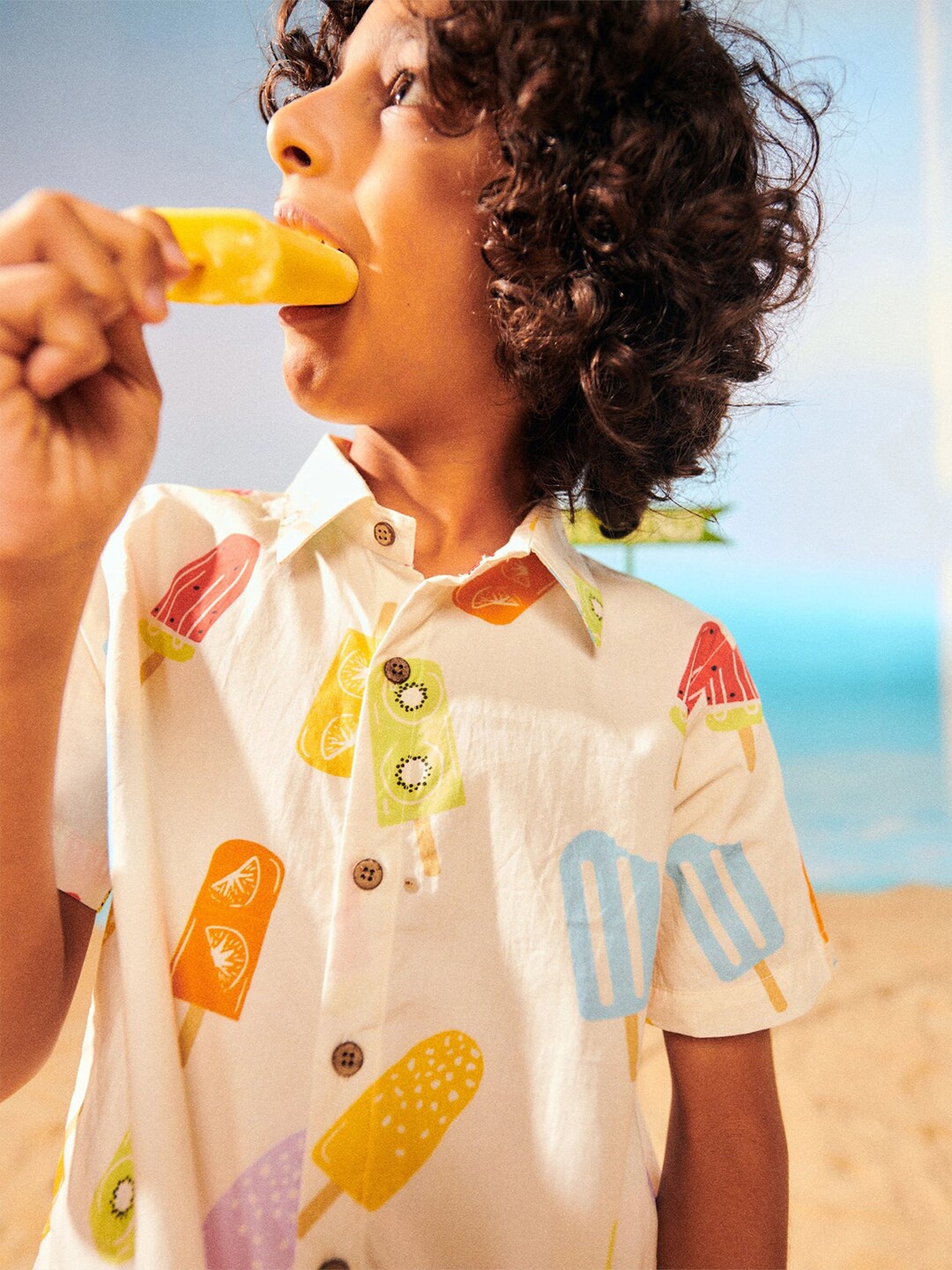 

Somersault Boys Graphic Printed Pure Cotton Casual Shirt, White