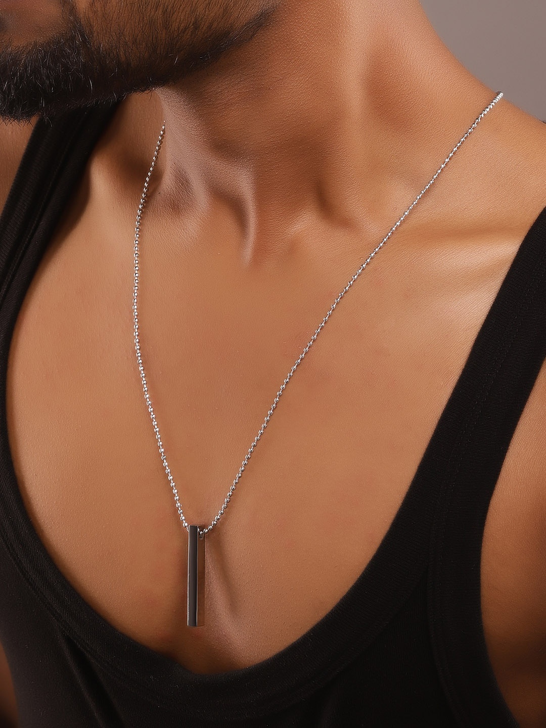 

The Roadster Lifestyle Co. Men Silver-Plated Geometric Pendant With Chain