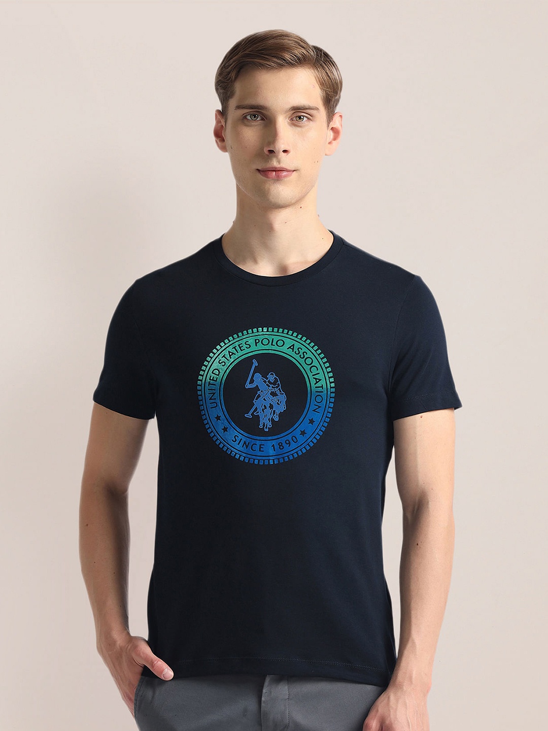 

U.S. Polo Assn. Typography Printed Slim Fit T-shirt, Blue