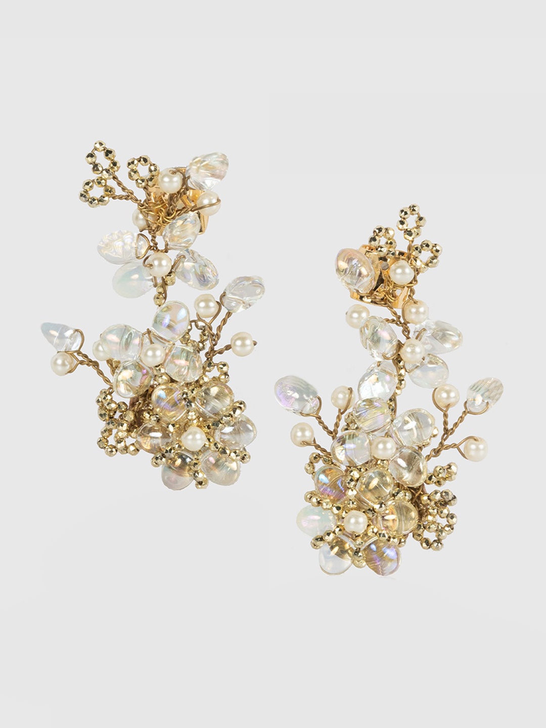 

D'oro Classic Artificial Stones Studded Ear Cuff Earrings, Gold