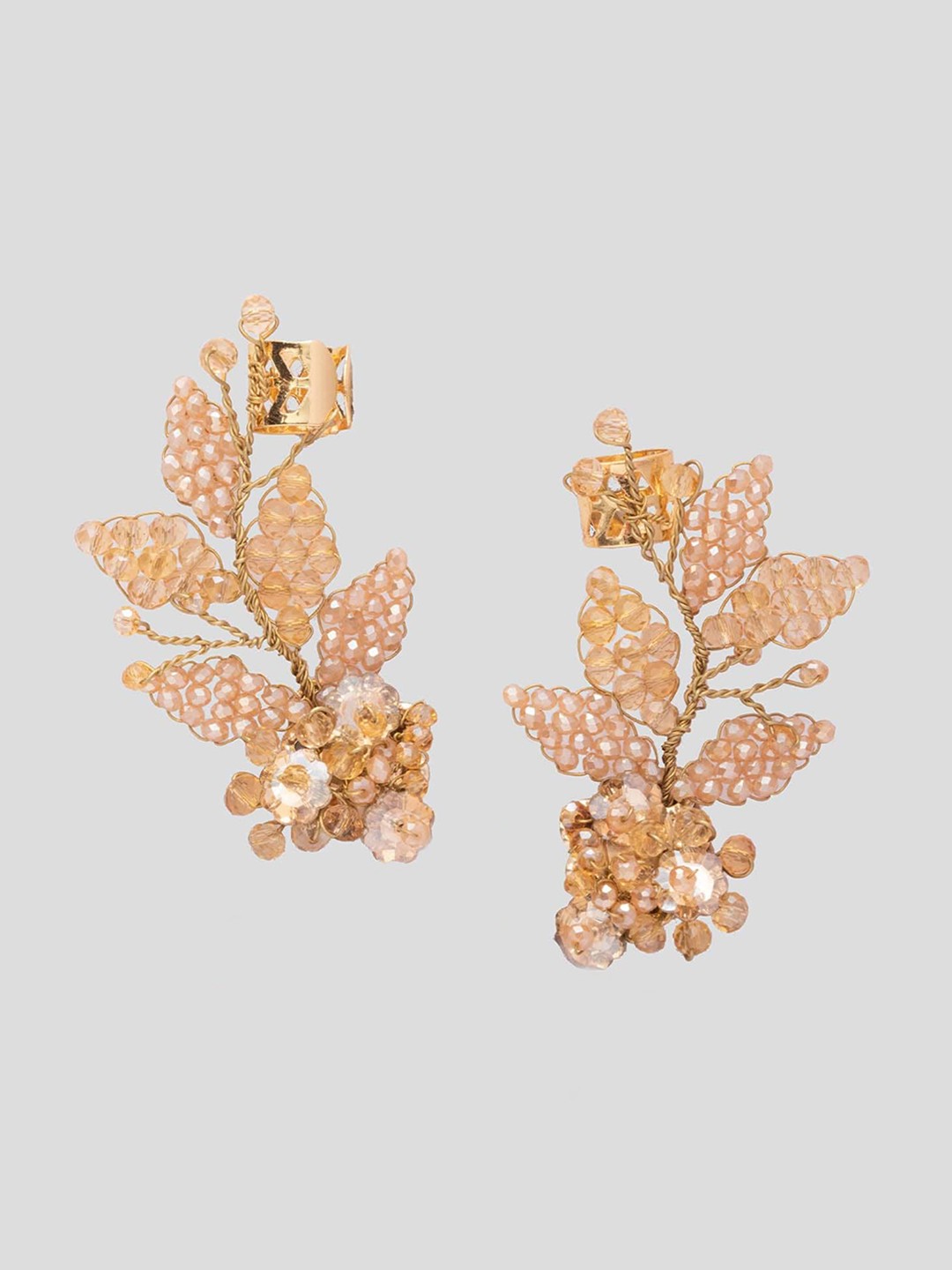 

D'oro Classic Artificial Stones Studded Ear Cuff Earrings, Gold
