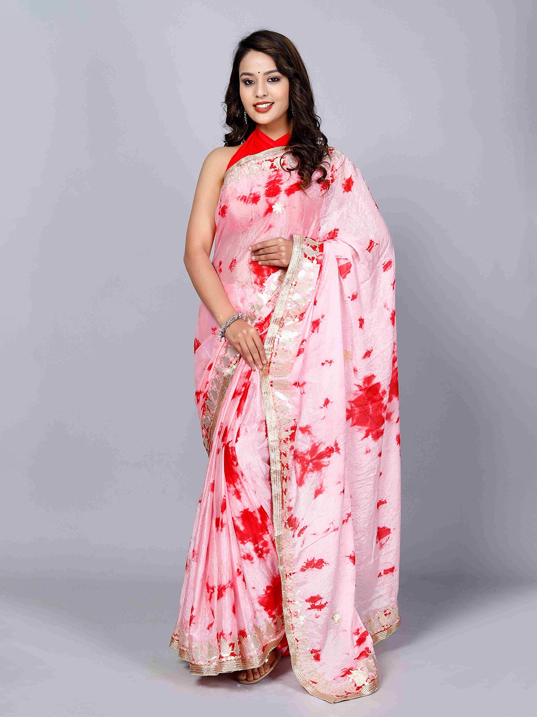 

VL SAREES Abstract Gotta Patti Saree, Red