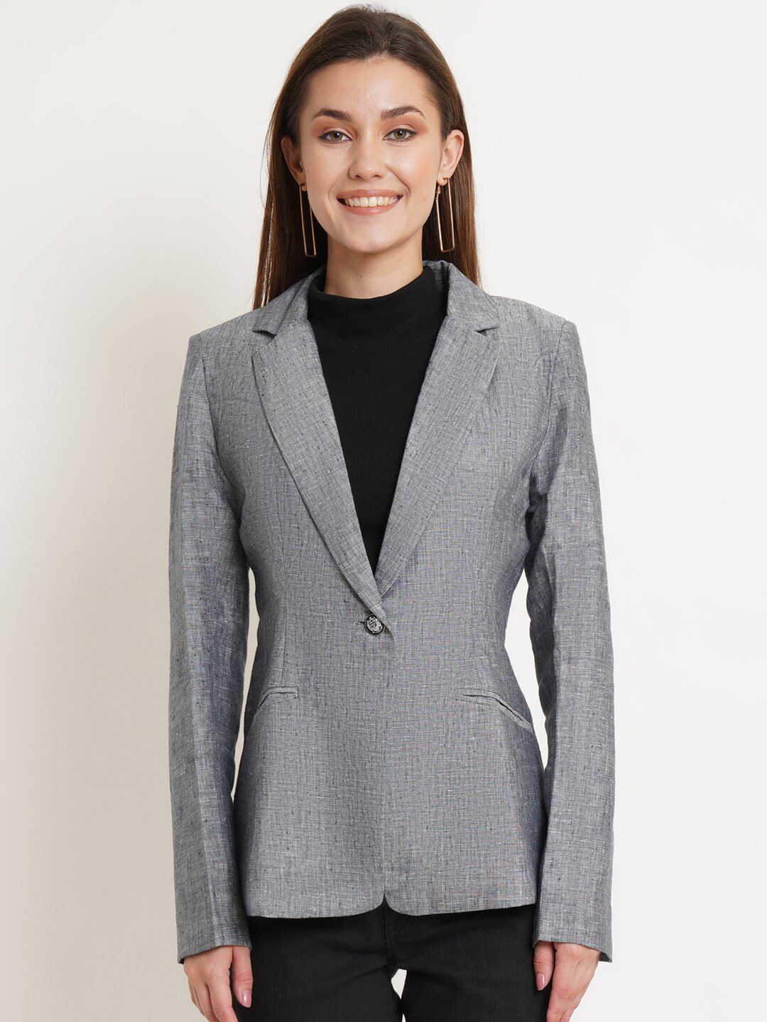 

Purple State Slim-Fit Single Breasted Formal Blazer, Grey