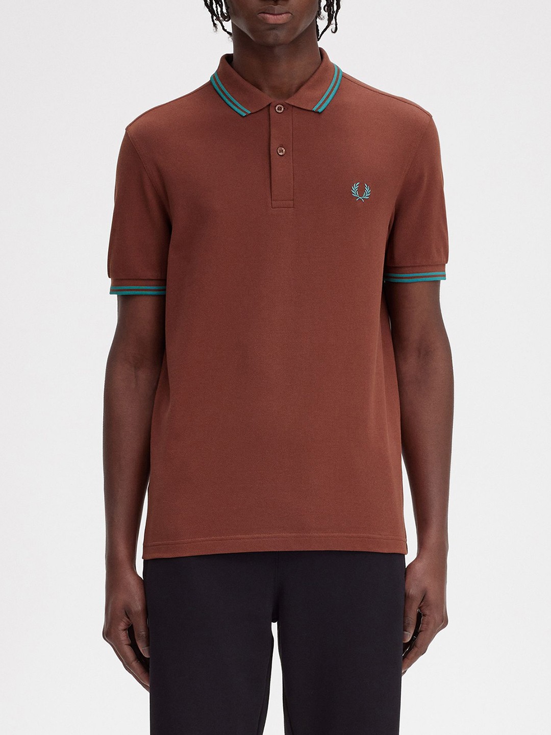 

Fred Perry Men Polo Collar Applique T-shirt, Brown
