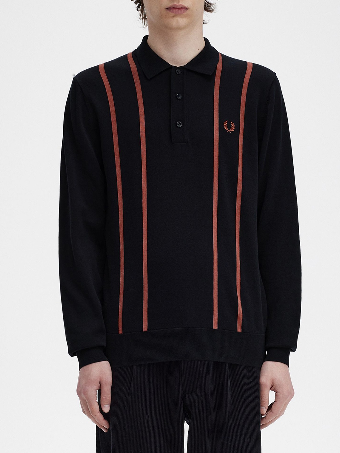 

Fred Perry Men Striped Polo Collar Pockets T-shirt, Black