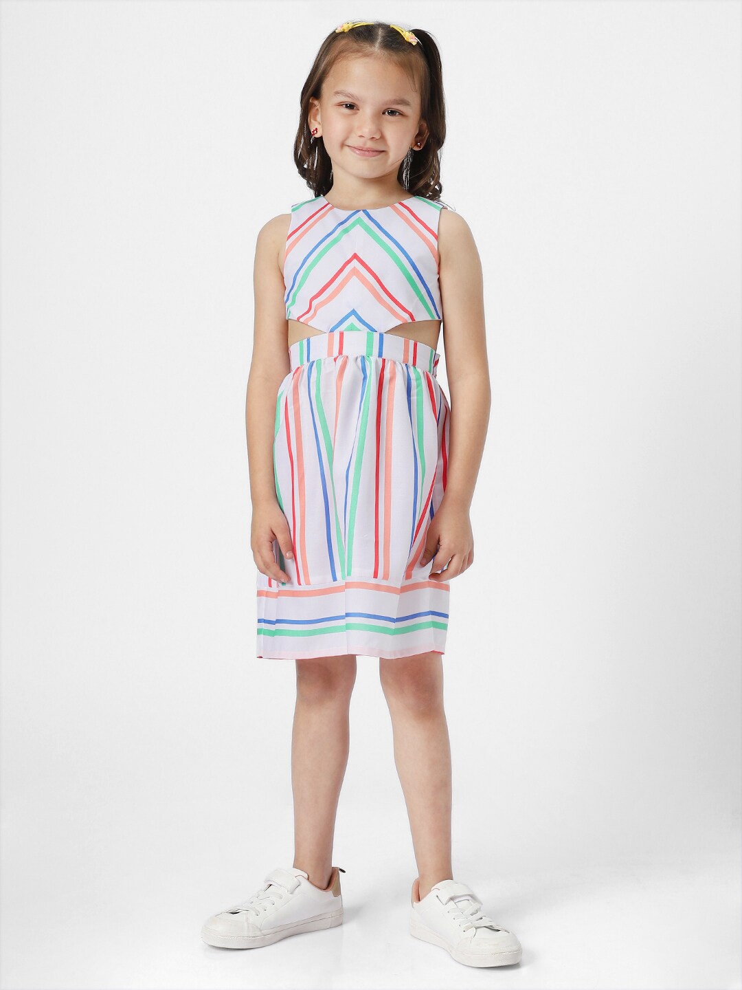 

Nauti Nati Girls Striped Cut Out Fit & Flare Dress, White