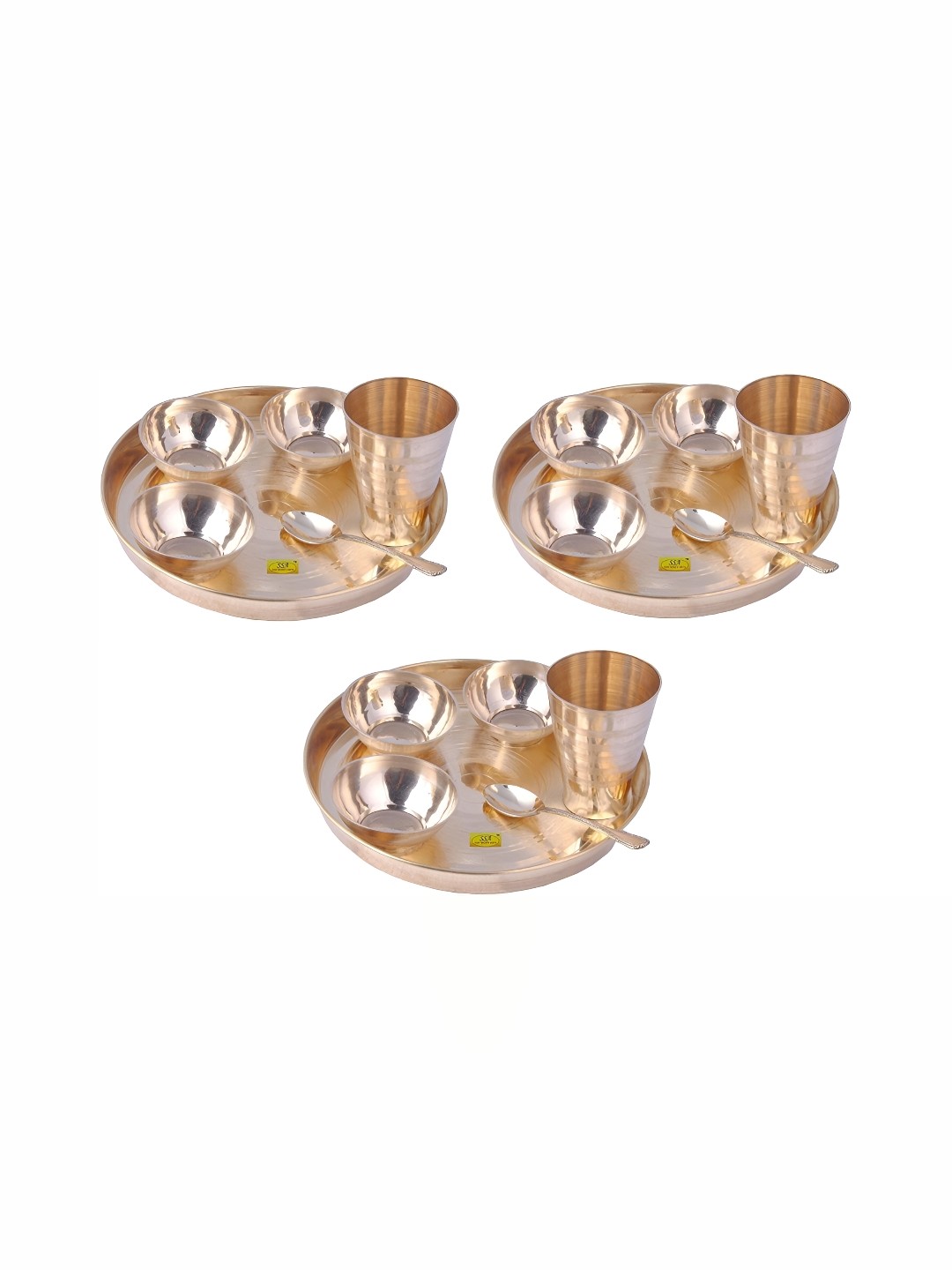 

Shivshakti Arts Yellow 18 Pieces Brass Dinner Set