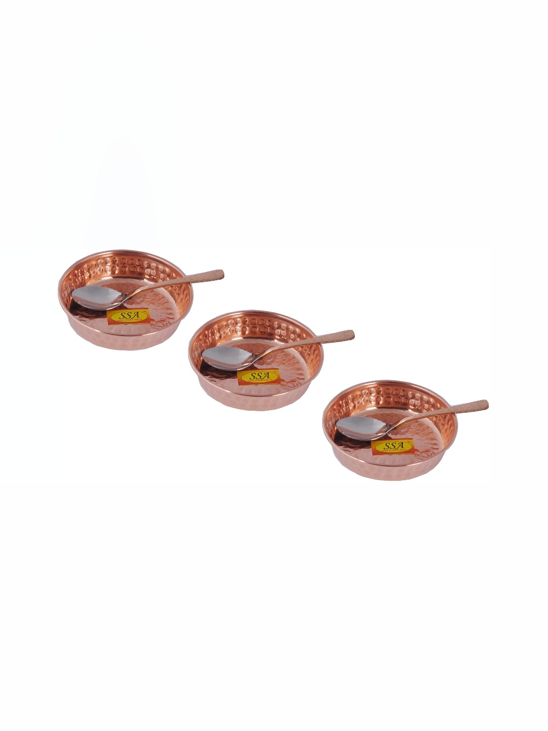 

Shivshakti Arts Brown 6Pcs Copper Glossy Bowls With Spoons