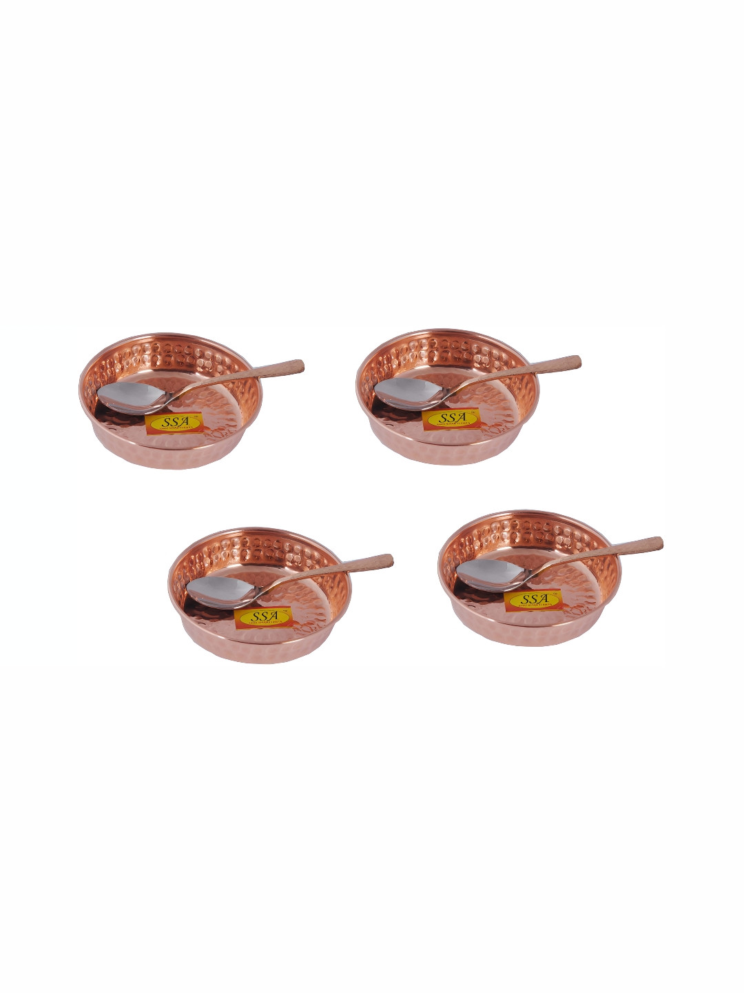 

Shivshakti Arts Brown 8Pcs Textured Copper Glossy Bowls With Spoons