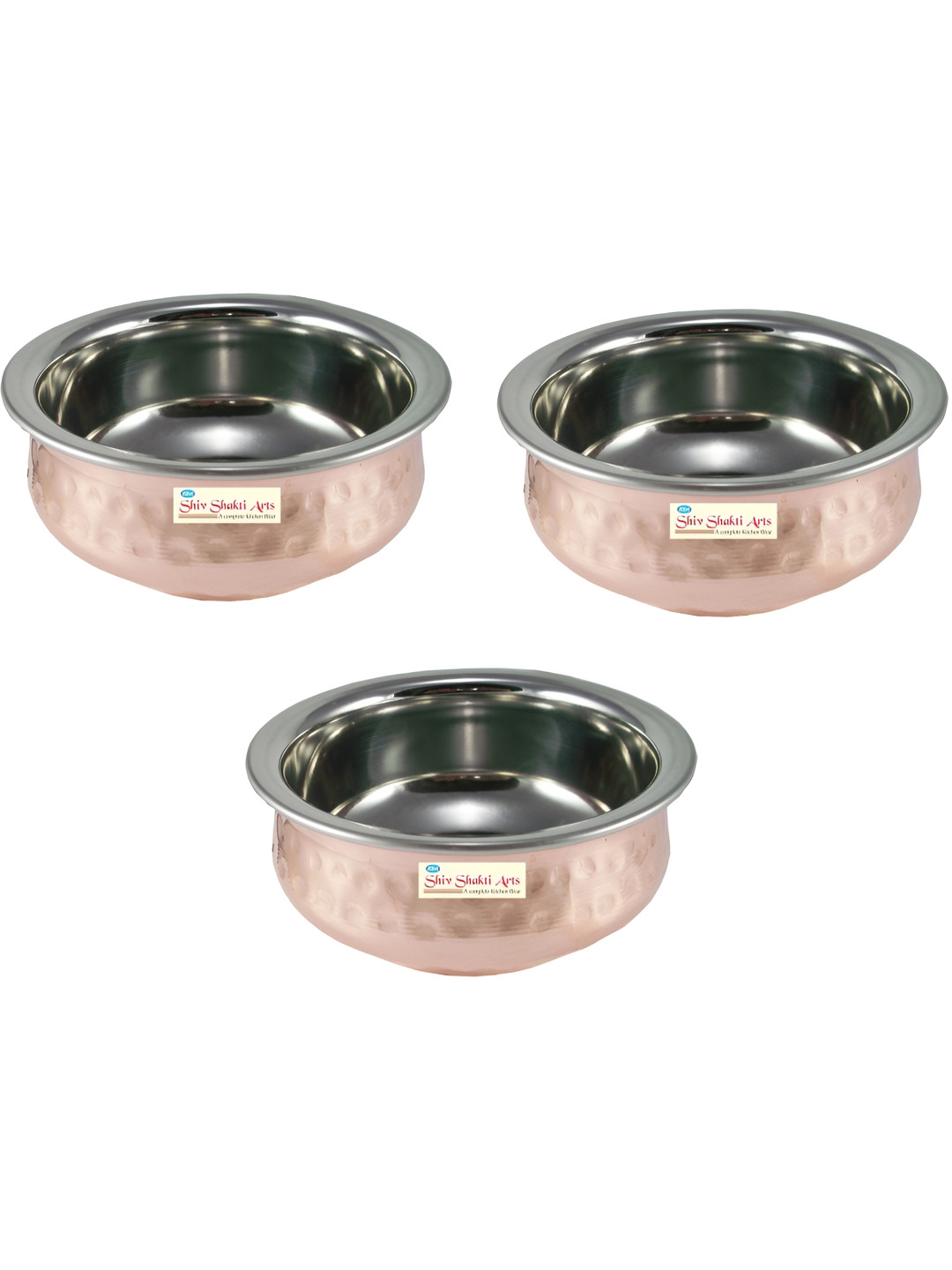 

Shivshakti Arts Brown 3 Pieces Copper Dinner Set 100 ml Each
