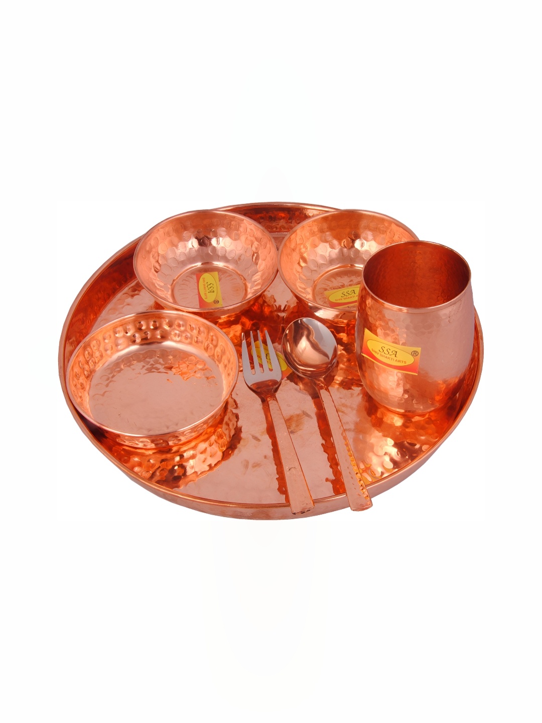 

Shivshakti Arts Copper Toned 7 Pieces Copper Dinner Set