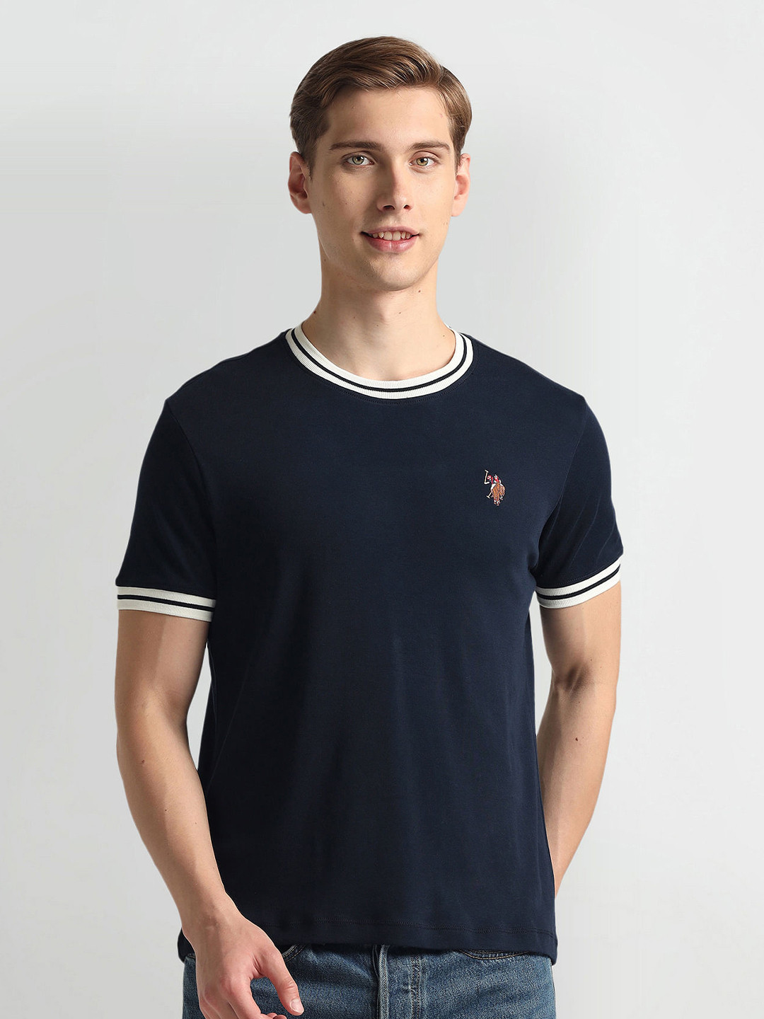 

U.S. Polo Assn. Denim Co. Round Neck Slim Fit Cotton T-shirt, Blue