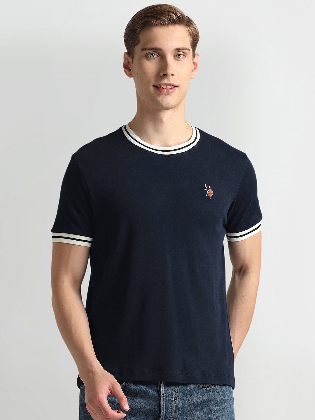 

U.S. Polo Assn. Denim Co. Round Neck Short Sleeves Slim Fit T-shirt, Navy blue