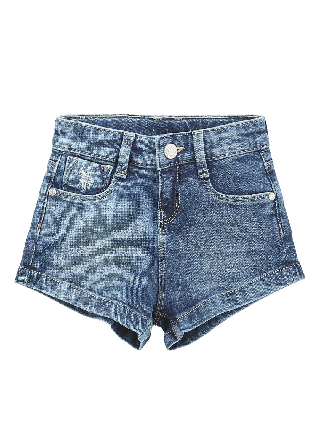 

U.S. Polo Assn. Kids Girls Washed Denim Shorts, Blue