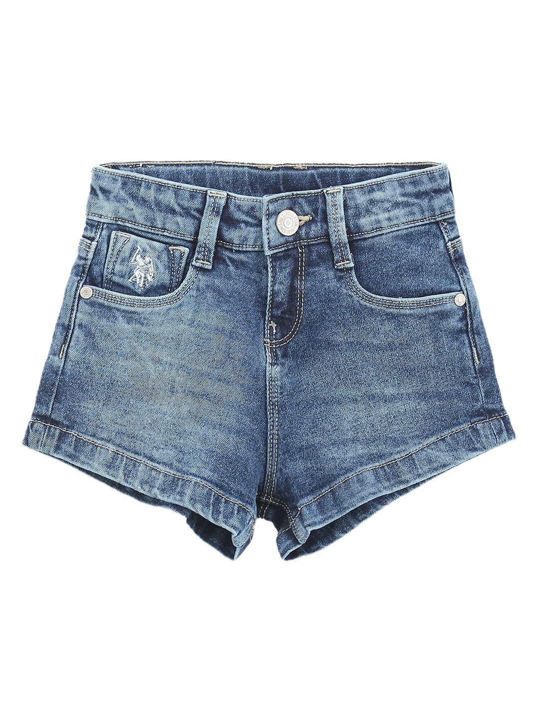 

U.S. Polo Assn. Kids Girls Washed Denim Shorts, Blue