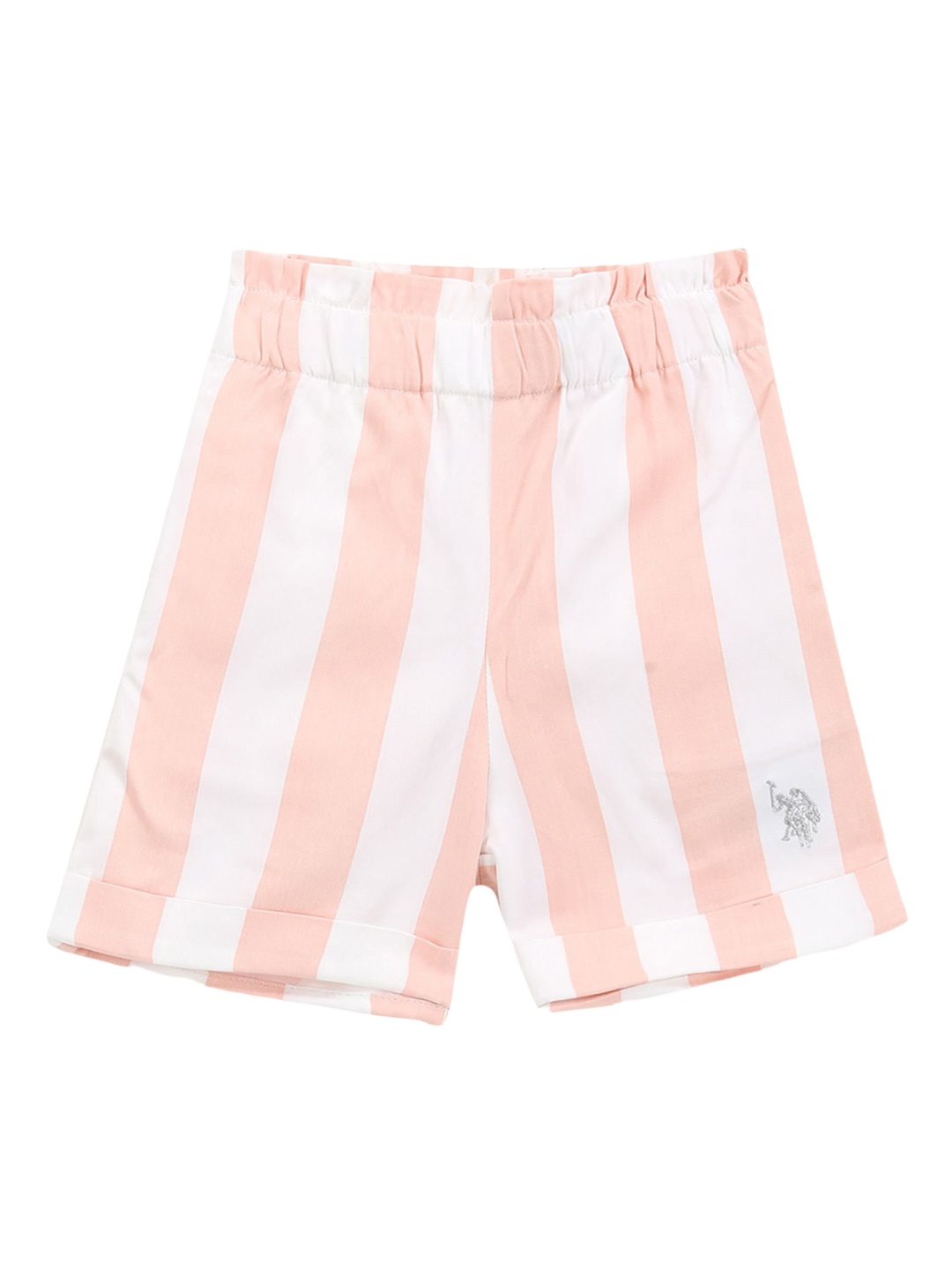 U.S. Polo Assn. Kids Girls Striped Regular Shorts, Orange