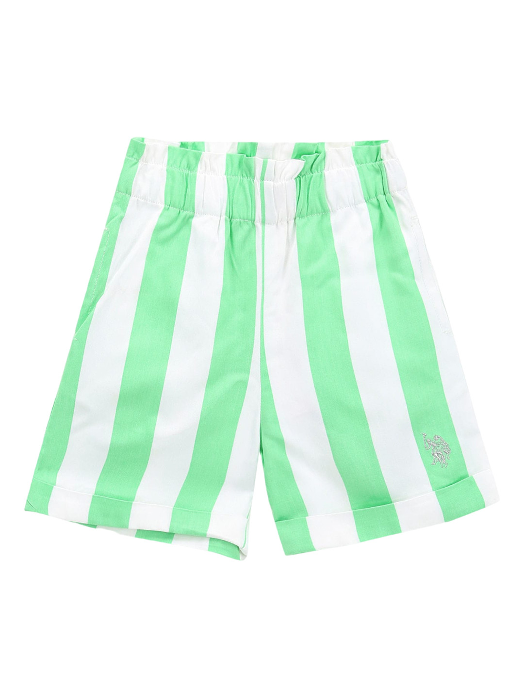

U.S. Polo Assn. Kids Girls Striped Regular Shorts, Green
