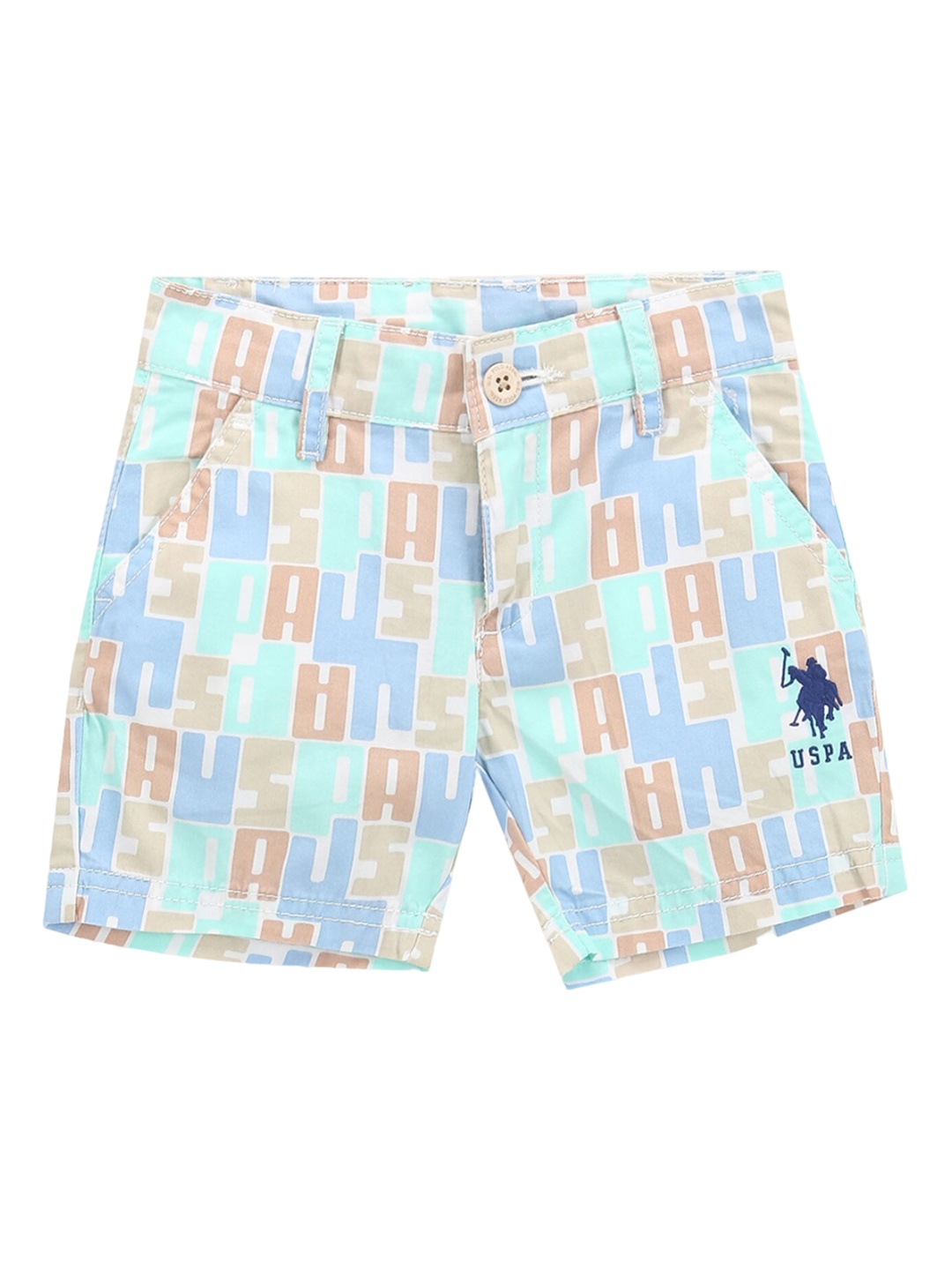 

U.S. Polo Assn. Kids Boys Typography Printed Regular Shorts, Blue