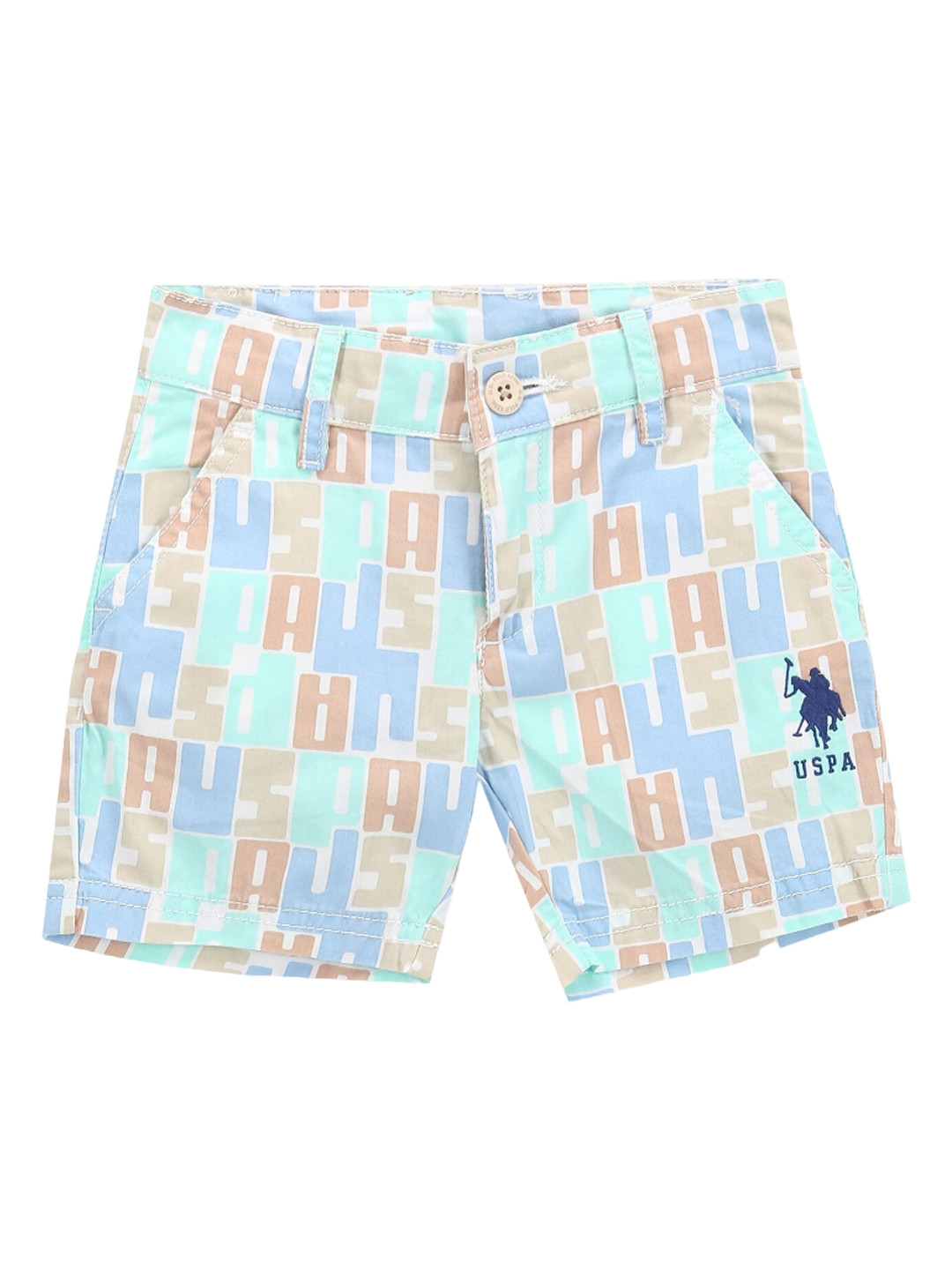 

U.S. Polo Assn. Kids Boys Typography Printed Regular Shorts, Blue