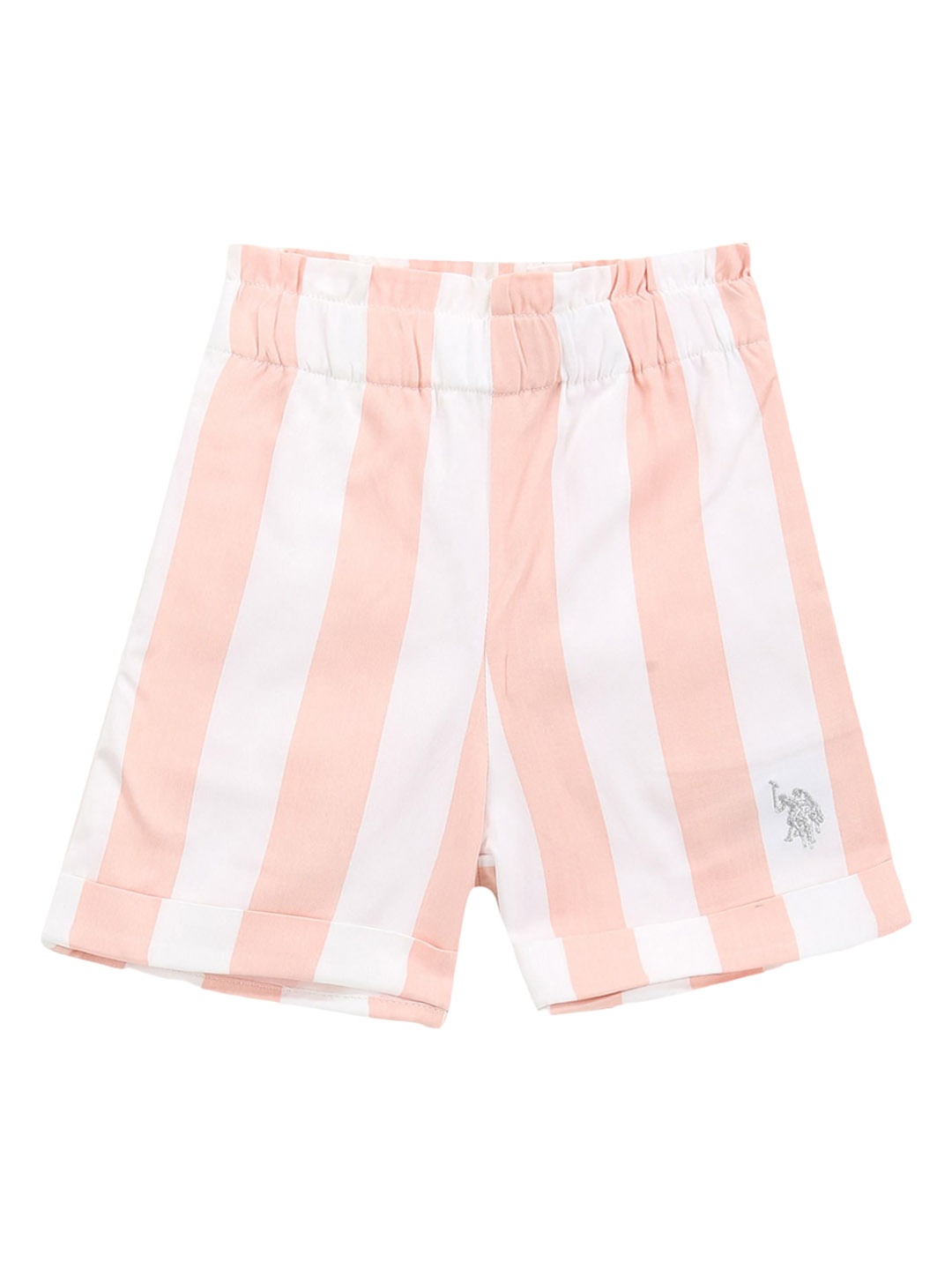 

U.S. Polo Assn. Kids Girls Striped Regular Shorts, Orange