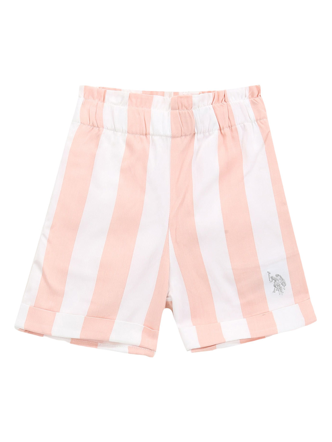 

U.S. Polo Assn. Kids Girls Striped Checked Outdoor Shorts, Orange