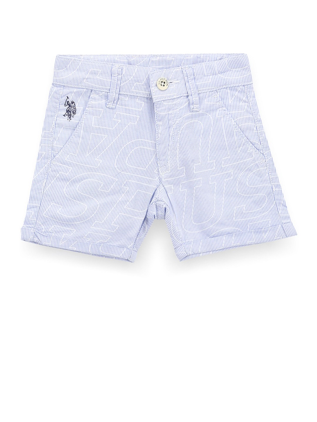 

U.S. Polo Assn. Kids Boys Typography Printed Cotton Shorts, Blue