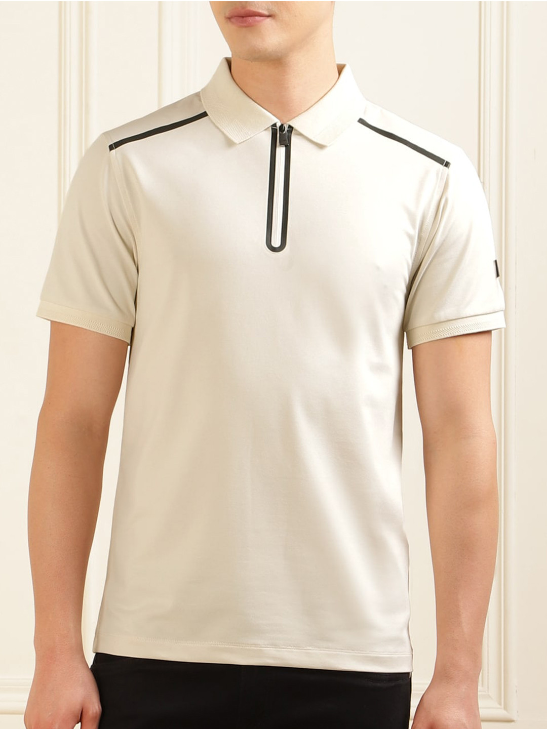 

HACKETT LONDON Polo Collar Short Sleeves Cotton T-shirt, Cream