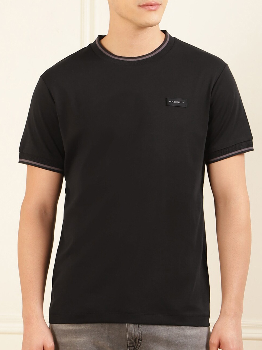 

HACKETT LONDON Round Neck Cotton T-shirt, Black