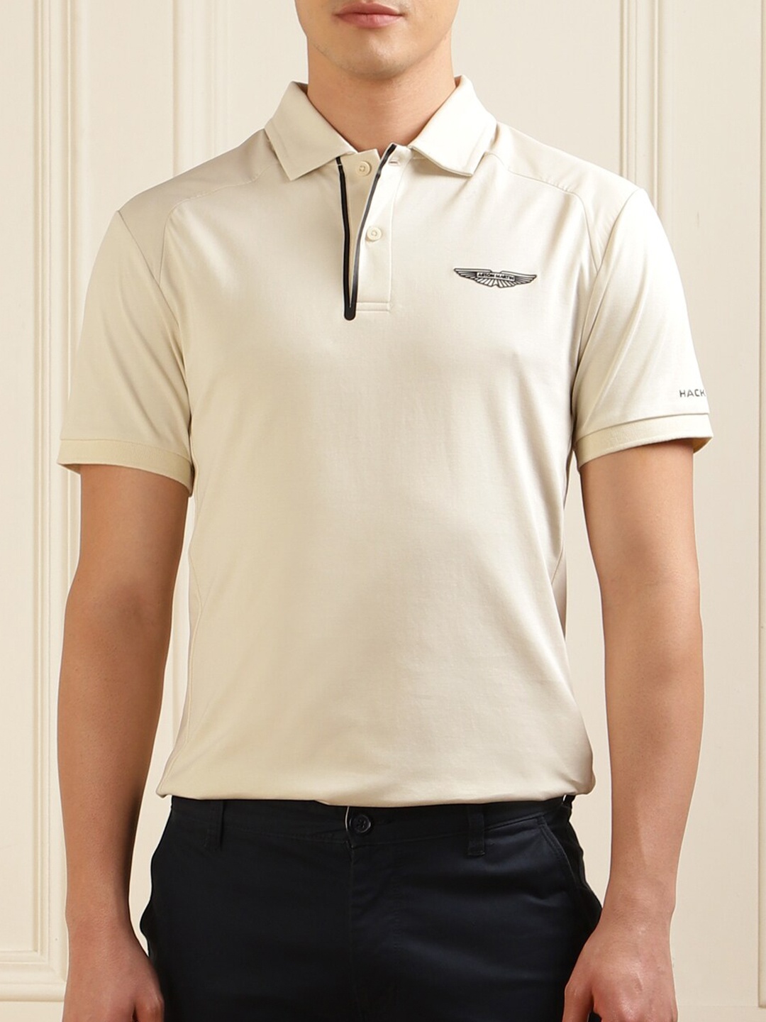 

HACKETT LONDON Polo Collar Cotton T-shirt, Cream