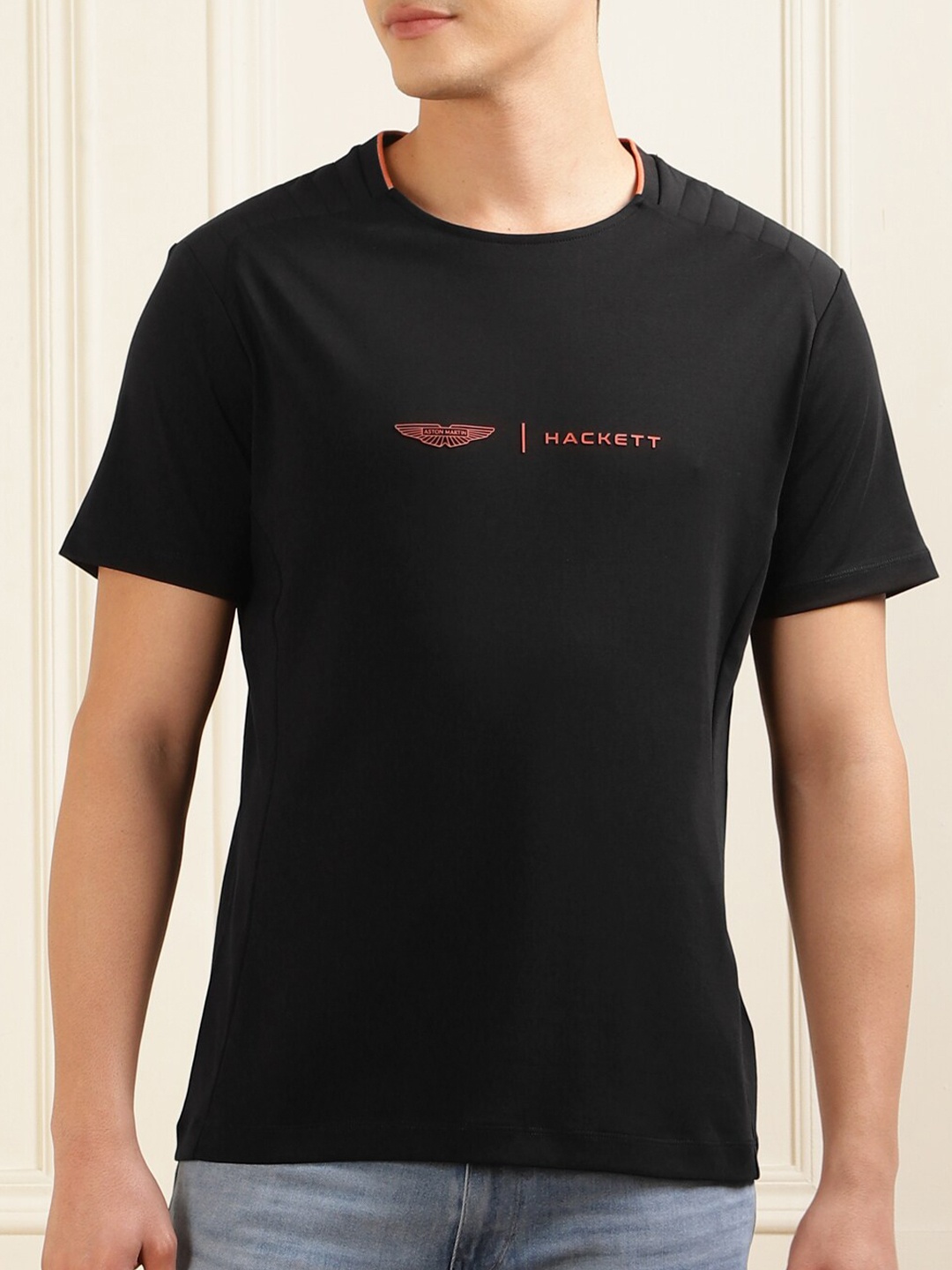 

HACKETT LONDON Round Neck Cotton T-shirt, Black