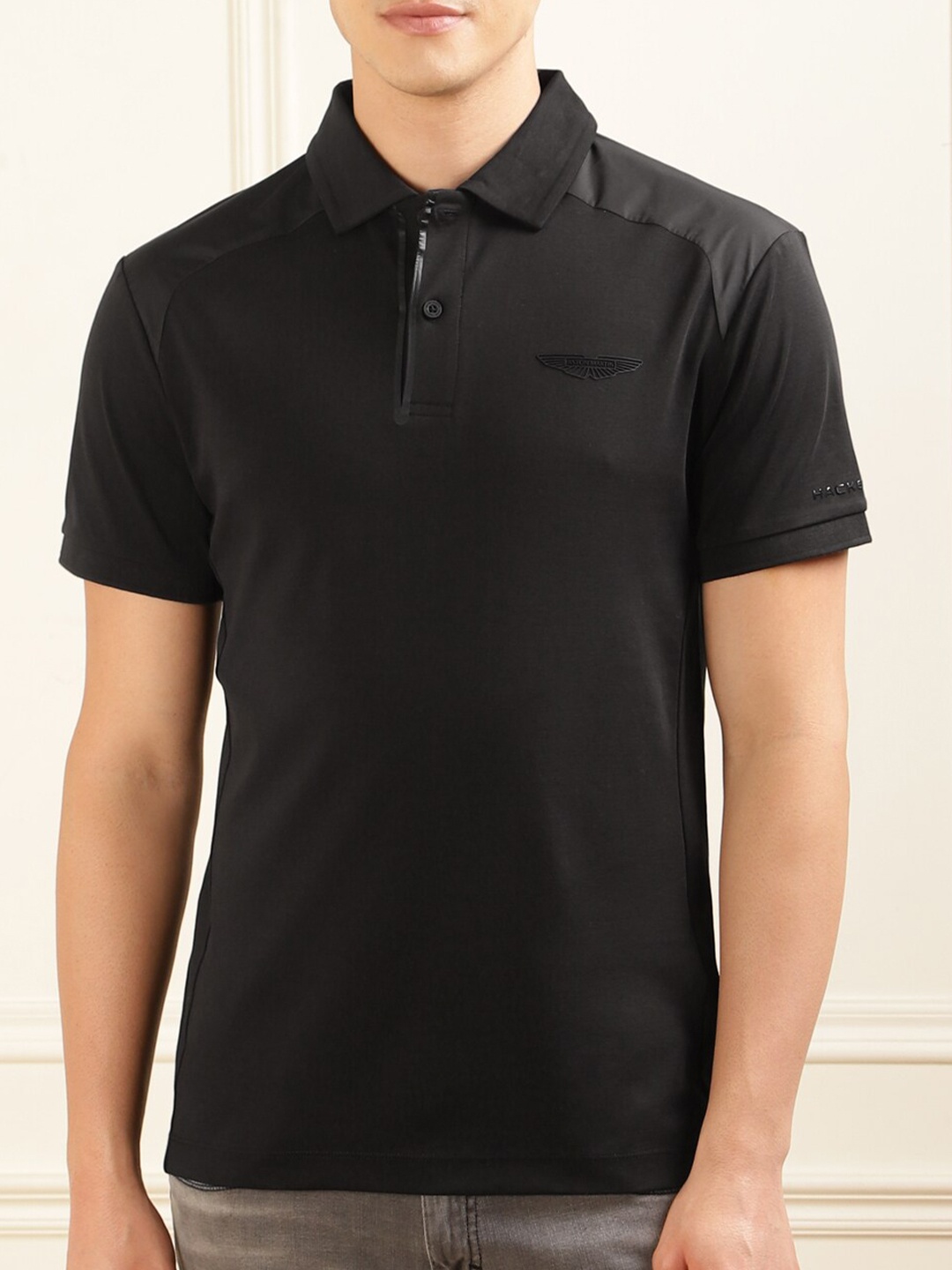 

HACKETT LONDON Polo Collar Cotton T-shirt, Black